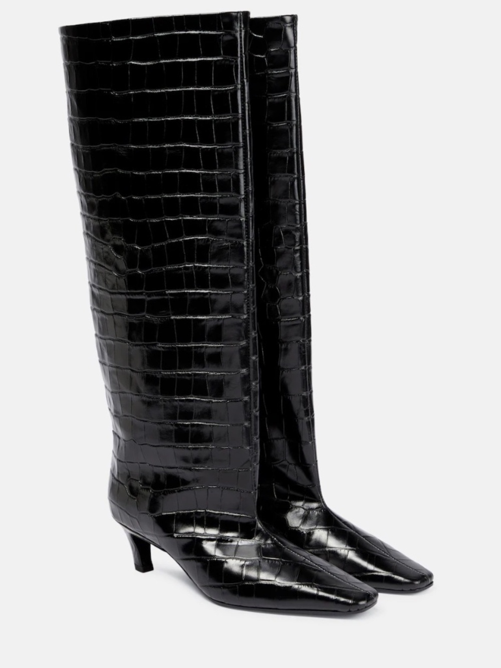 Toteme Croco-embossed wide shaft boots - Black